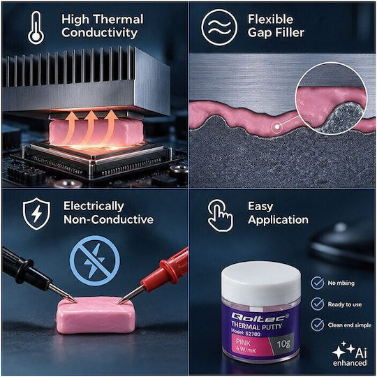 Qoltec High Thermal Conductivity Thermal Paste 4 W/m-k 10 G Pink
