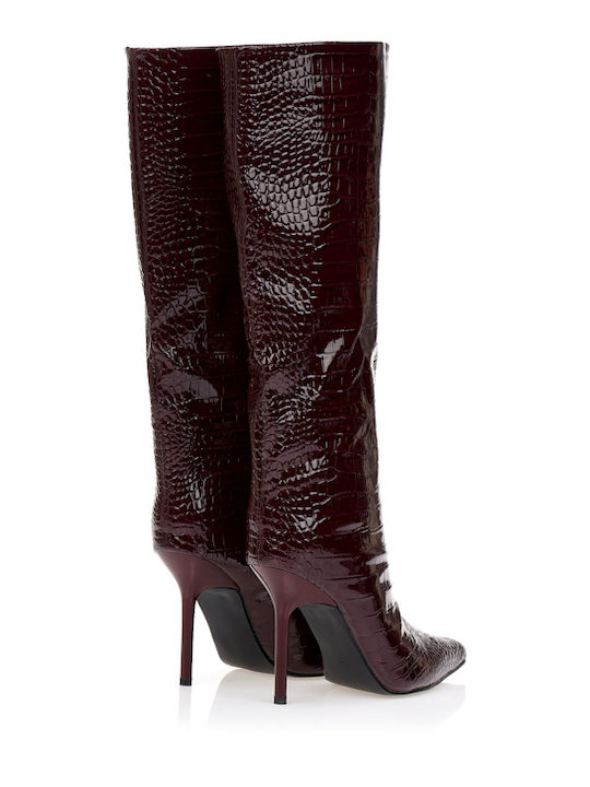 Women's Boots with High Heel Burgundy