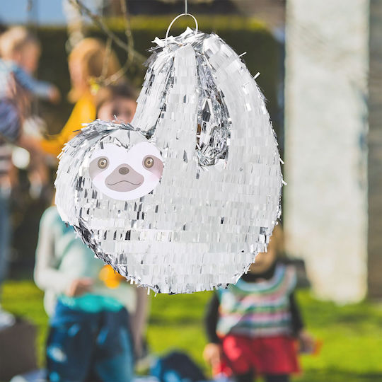 Relaxdays Sloth Piñata Set Silver-gray Mask Bat