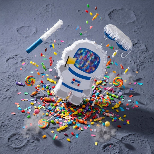 Relaxdays Astronaut Piñata Set Stick Mask White-blue-yellow