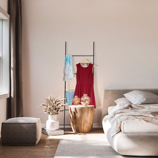 Relaxdays Σκάλα Μπάνιου Μονή Δαπέδου ​55x171cm Μαύρη