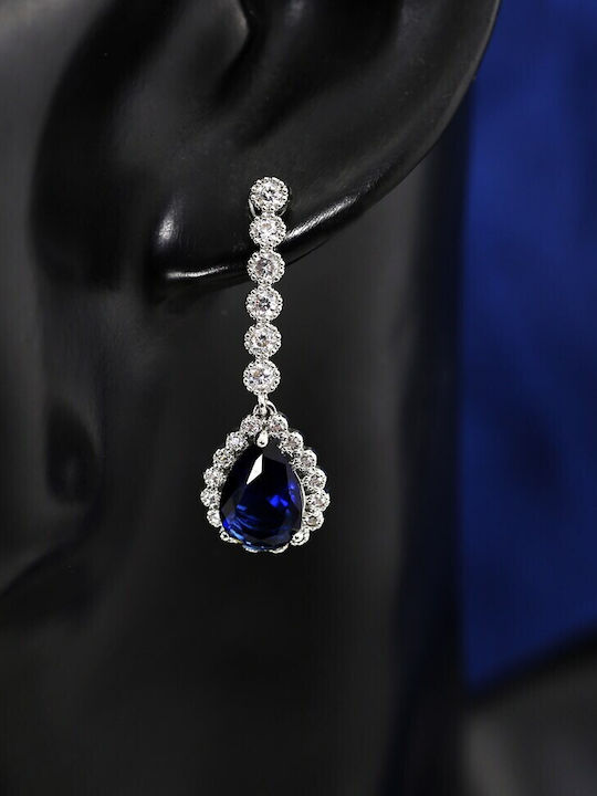 Blue Stone Teardrop-Shaped Earrings