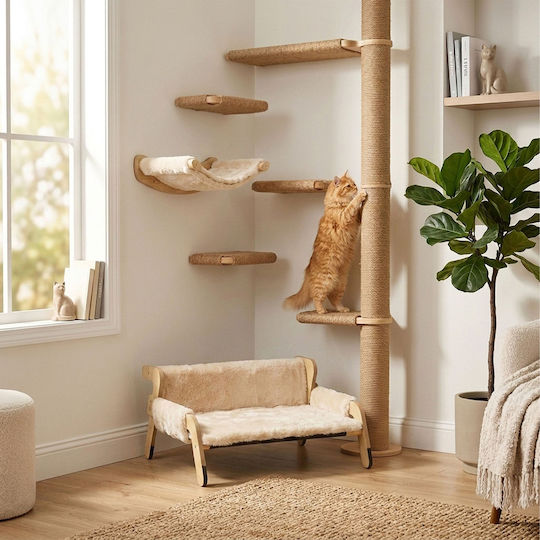 Relaxdays Hanging Cat Bed Wood Beige 28.5 X 53 X 45.5 Cm