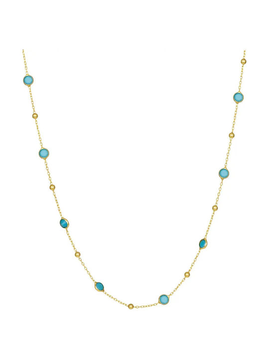 Necklace in Gold-Plated Silver with Turquoise