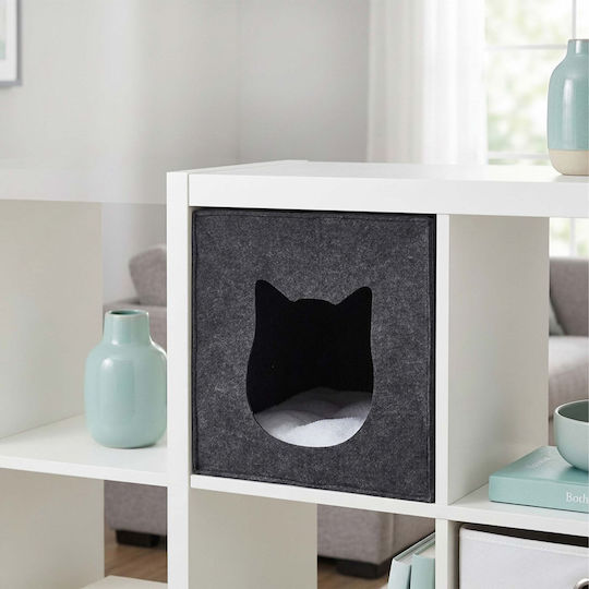 Relaxdays Cat Bed Foldable Anthracite 40 × 40 × 35 Cm Soft Cushion