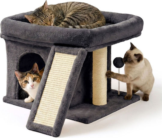 Компактна клетка за котка Relaxdays, антрацитносив цвят, 38,5 × 54 × 45 см, с перяща се възглавница