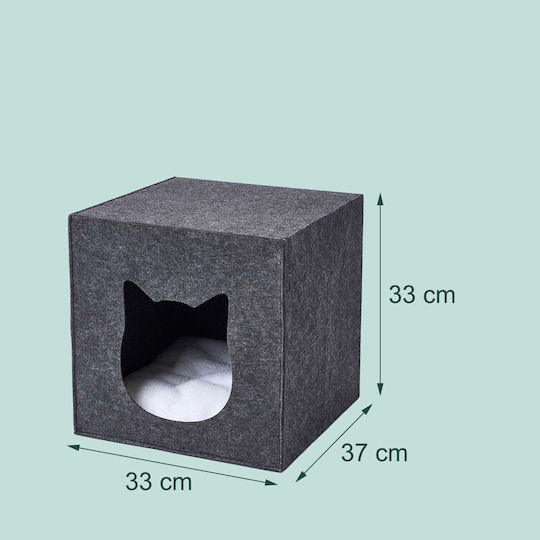 Relaxdays Cat Bed Foldable Anthracite 40 × 40 × 35 Cm Soft Cushion