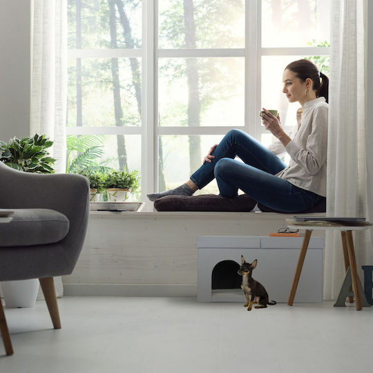 Relaxdays Cat House 10045089 Lid Bench Foldable Mdf Polyester Gray 38.5 X 74.5 X 37 Cm