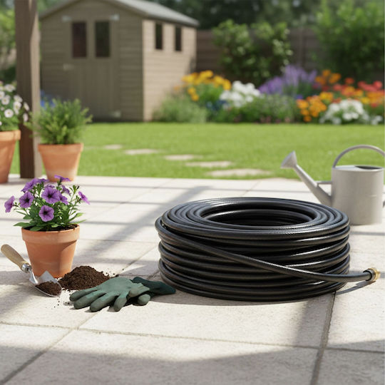 Furtun de grădină Relaxdays 10052148_1480 Compatibil cu Conectori de 1/2", Multistrat din PP, Presiune de Lucru 7 Bari, Presiune de Rupere 21 Bari, Rezistent la UV, De la 5°C la 60°C, Negru, Lungimi 20, 30, 50, 70, 100 m