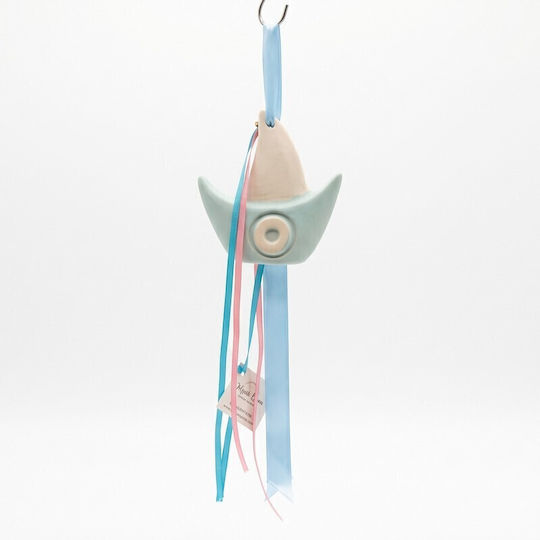 Grekas Handmade Hanging Ceramic Boat Lucky Charm 18cm