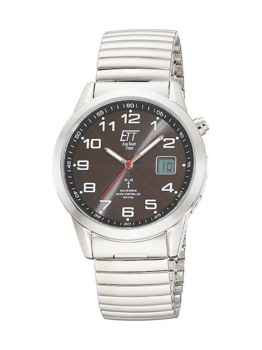 ETT Мъжки Часовник 41 mm със Слънчев Механизъм и Сребриста Метална Верижка ETT Мъжки Часовник 41 mm със Слънчев Механизъм и Сребриста Метална Верижка