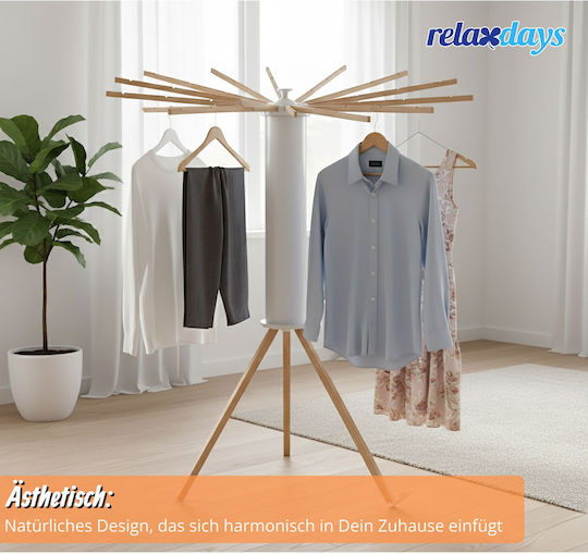 Relaxdays Uscător de Rufe Pliabil din Lemn, de Podea, cu Lungime de Uscare de 1,12 m