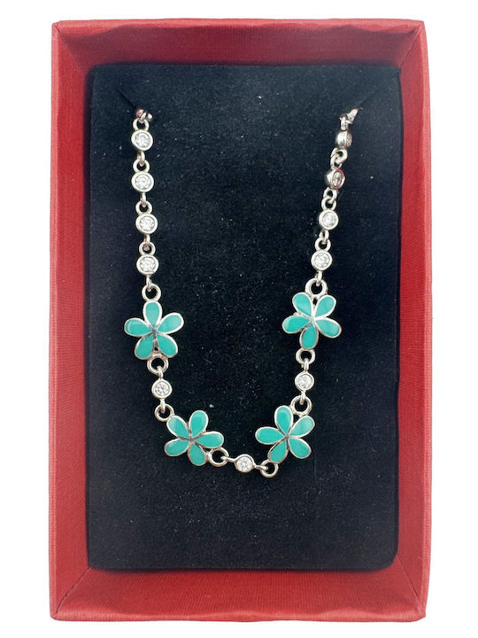Brățară Pentru Copii Din Argint 925 Jolie Model Floare Argintie Cu Email Verde Deschis și Pietre De Zircon Lungime 21 Cm 4,5 G Argint Brățară Pentru Copii Din Argint 925 Jolie Model Floare Argintie Cu Email Verde Deschis și Pietre De Zircon Lungime 21 Cm 4,5 G Argint