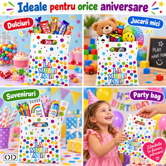 Pungă de Plastic pentru Cadou Multicoloră 16.5x25cm 10 Bucăți