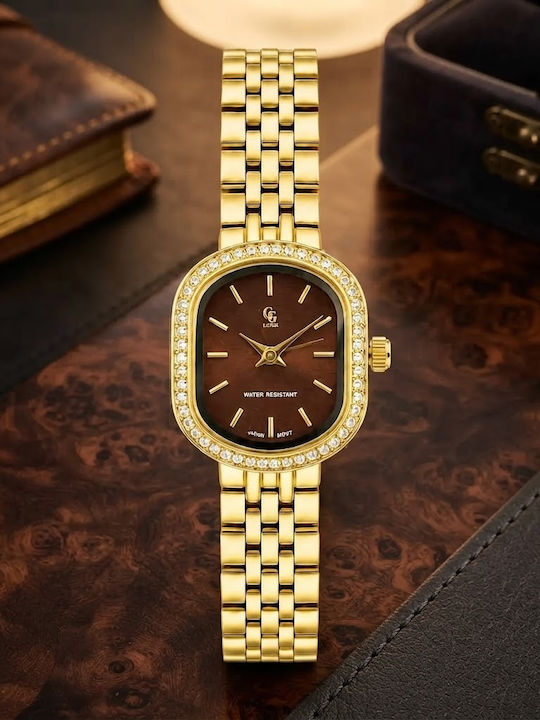 GG Luxe Ceas de Damă cu Baterie și Brățară din Oțel Auriu GG Luxe Ceas de Damă cu Baterie și Brățară din Oțel Auriu