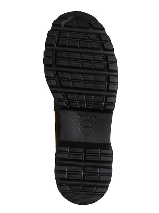 Khakifarbene Damen-Lederstiefeletten