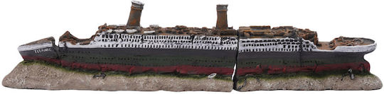 Decor pentru acvariu în formă de epavă a Titanicului Relaxdays, Antracit, Roșu și Gri, 20 x 10 x 15 cm
