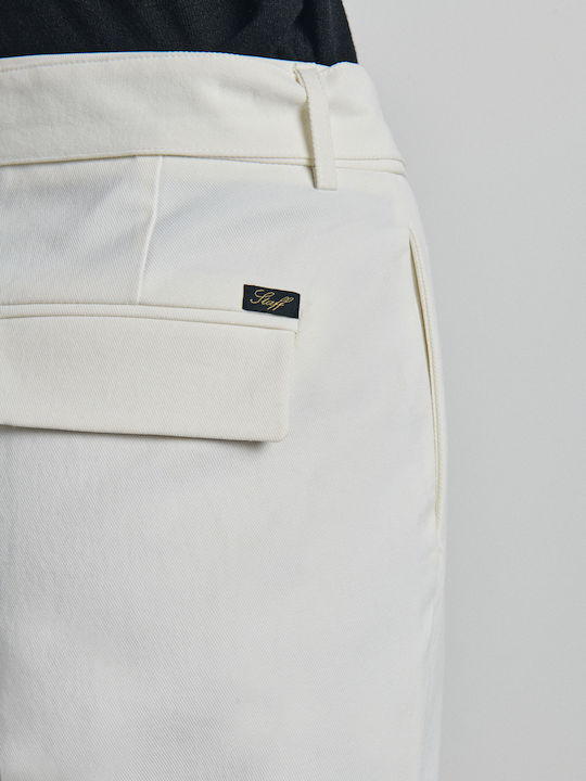 Olivia Women's Fabric Trousers in Baggy Fit Chalk