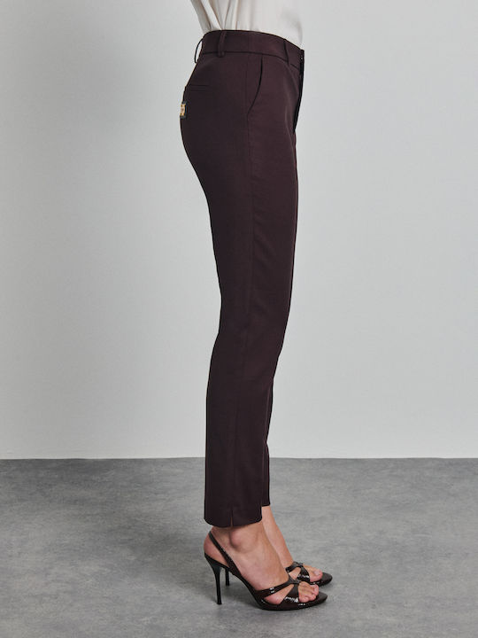Pura Women's Fabric Trousers in Slim Fit Espresso