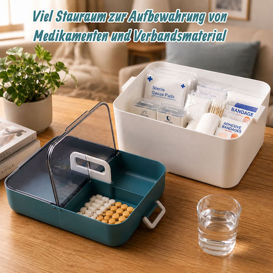 Relaxdays Plastic Medicine Box White Turquoise