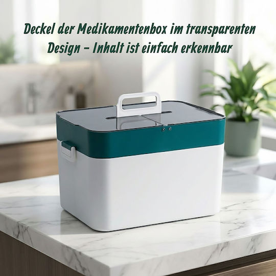 Relaxdays Plastic Medicine Box White Turquoise