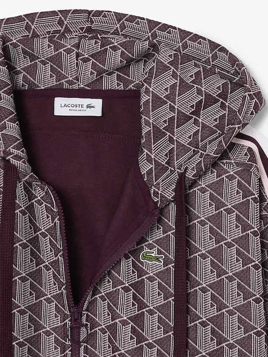 Women's Burgundy Hooded Sweatshirt Cardigan