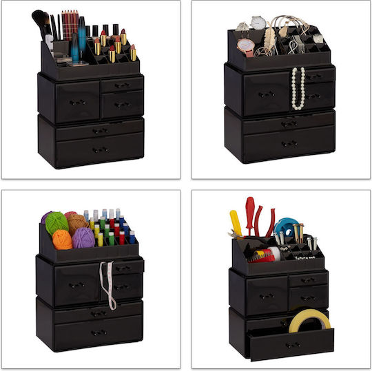 Relaxdays Organizator de cosmetice cu separatoare negru