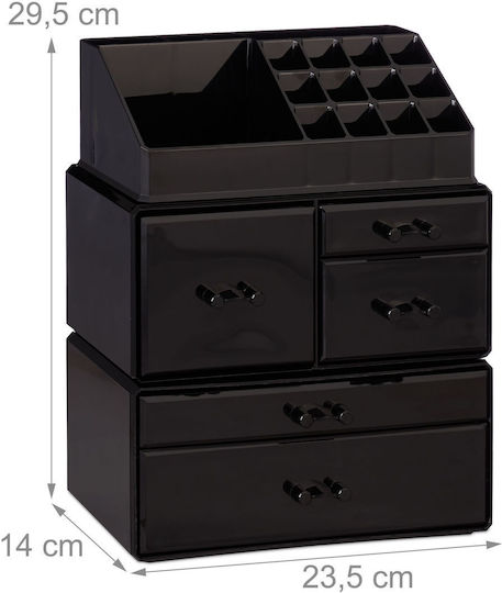 Relaxdays Organizator de cosmetice cu separatoare negru