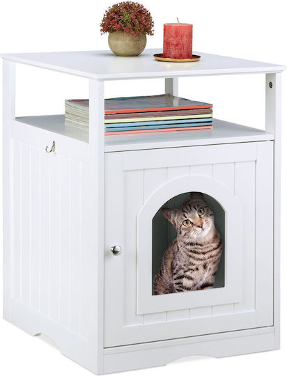 Relaxdays Litieră pentru Pisici, Albă, L50 x l40 x Î60 cm,