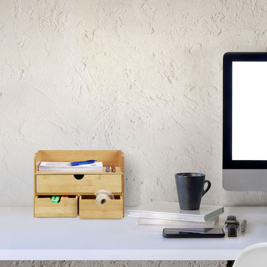 Relaxdays Organizator de Birou din Hârtie 30x20x21cm Maro