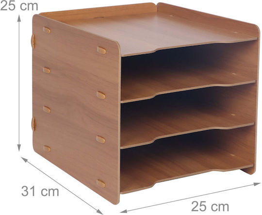 Relaxdays Sertar de Birou cu 4 Compartimente 25x31x25cm Maro