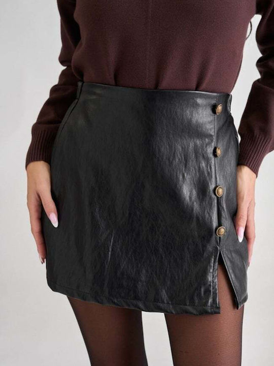 Damen Leder-Skort Schwarz