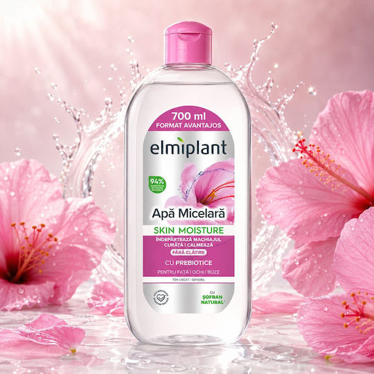 Elmiplant Apă Micelară Skin Moisture, Demachiant pentru Față cu Efect de Control al Excesului de Sebum și Calmante 700 ml
