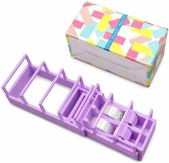Поставка за тиксо Flippy за офис и училище, пластмасова, 15,5 x 7,7 x 7,4 см, лилава