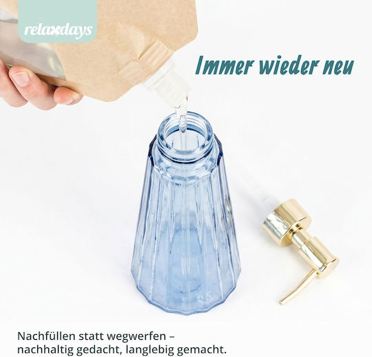Relaxdays Дозатор Стъклен Син 320 ml
