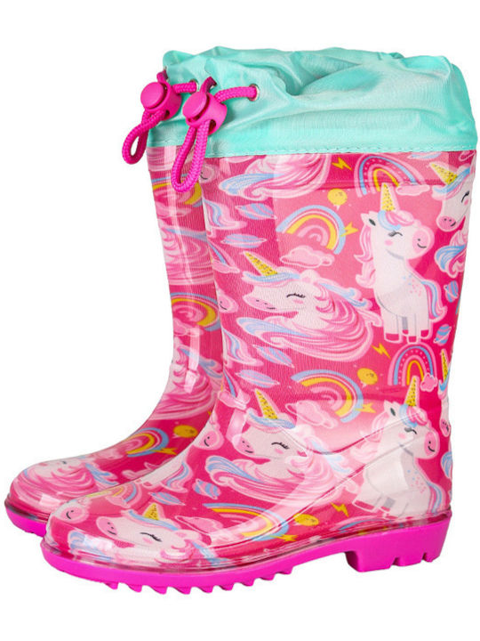 Cizme de Ploaie pentru Copii cu Unicorni Fuchsia