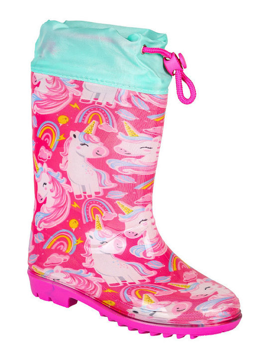 Cizme de Ploaie pentru Copii cu Unicorni Fuchsia