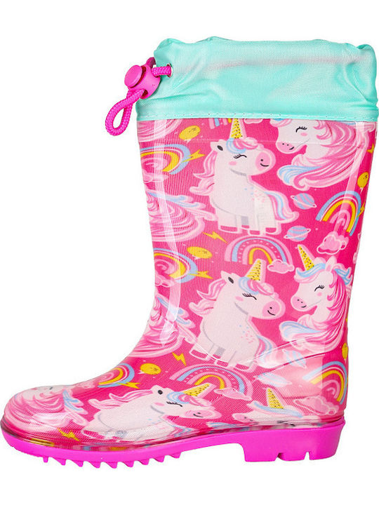 Cizme de Ploaie pentru Copii cu Unicorni Fuchsia