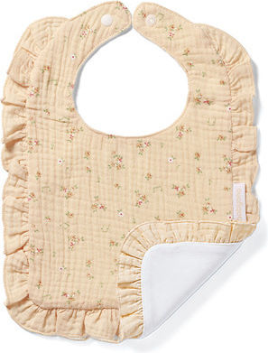 Babyono Muslin Αδιάβροχη Σαλιάρα από 100% Βαμβάκι με Αυτοκόλλητο Εκρού για 0 m+