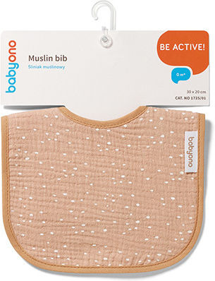 Babyono Muslin Waterproof Bib Made of 100% Cotton with Hook & Loop Fastener Brown for 0 m+