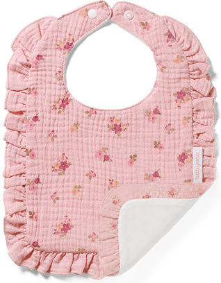Babyono Muslin Αδιάβροχη Σαλιάρα από 100% Βαμβάκι με Αυτοκόλλητο Ροζ για 0 m+
