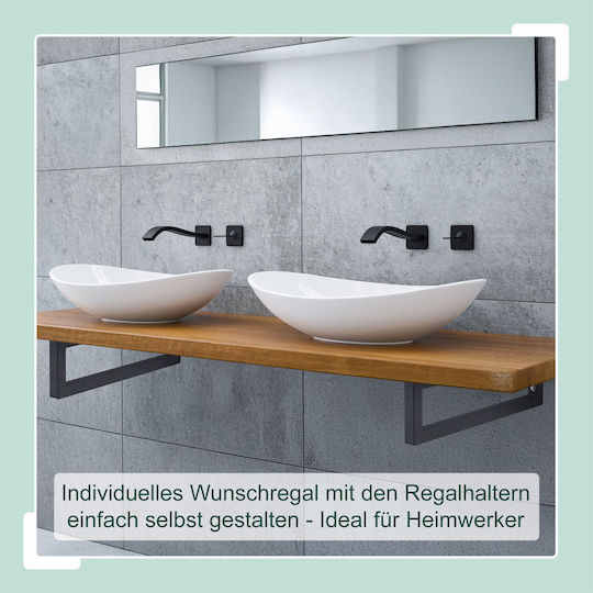 Relaxdays Suport de Raft din Metal, de Culoare Neagră, 200x150mm, 2 Bucăți 10051190_8094