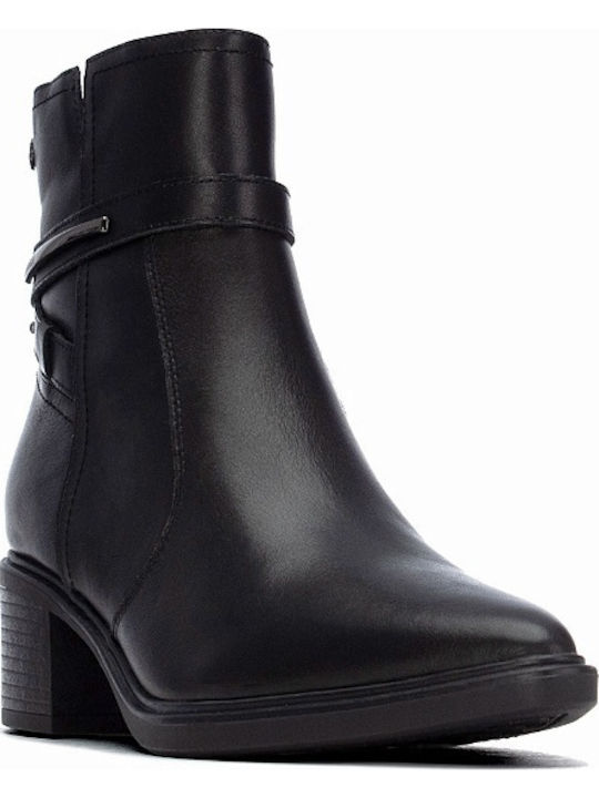 Leder Damenstiefeletten Schwarz