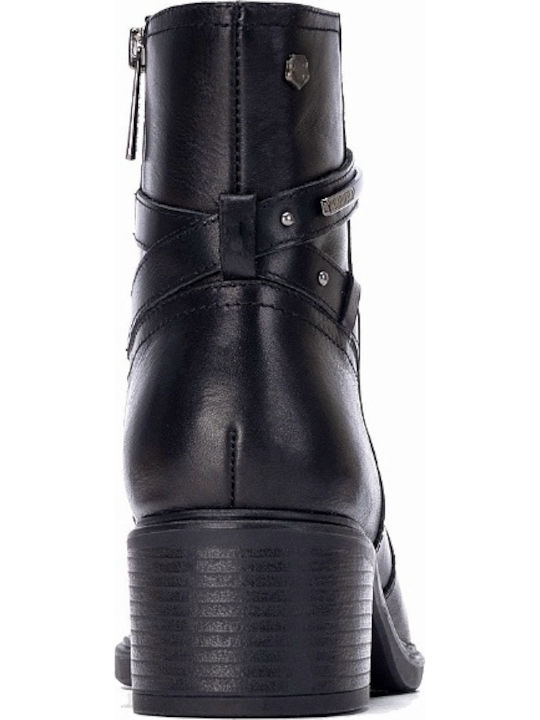 Leder Damenstiefeletten Schwarz