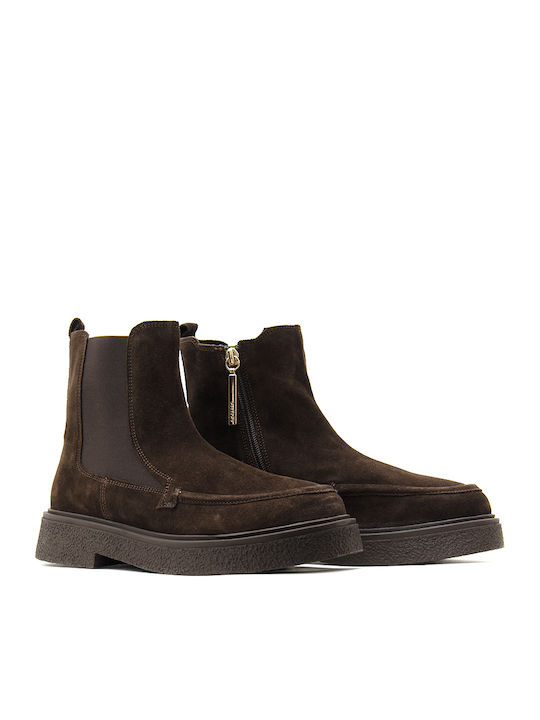 Braune Damen-Chelsea-Stiefeletten aus Wildleder