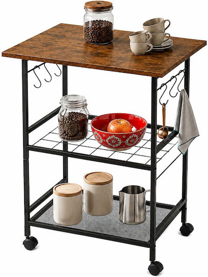 Relaxdays Cărucior de Bucătărie Metalic cu 3 Niveluri Negru 52x39x88cm Relaxdays Cărucior de Bucătărie Metalic cu 3 Niveluri Negru 52x39x88cm