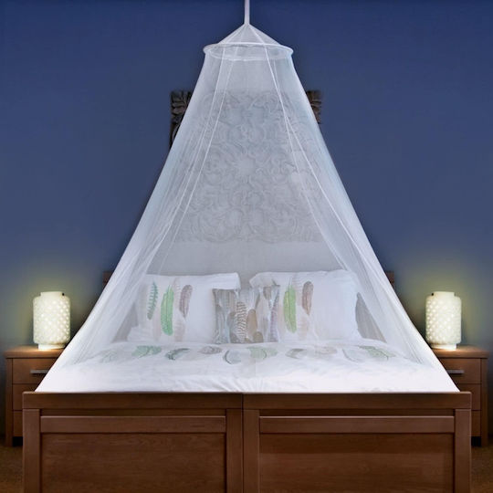 Plasă Antițânțari pentru Pat Dublu sau Single, Neutră, pentru Backpackeri, Fără Deschidere, Complet Închisă, Mărimea XL, 10.5 X 2.3 M, Instalare Simplă într-un Singur Punct, Plasă Densă Albă, Bază Elastică, Husă de Transport Inclusă