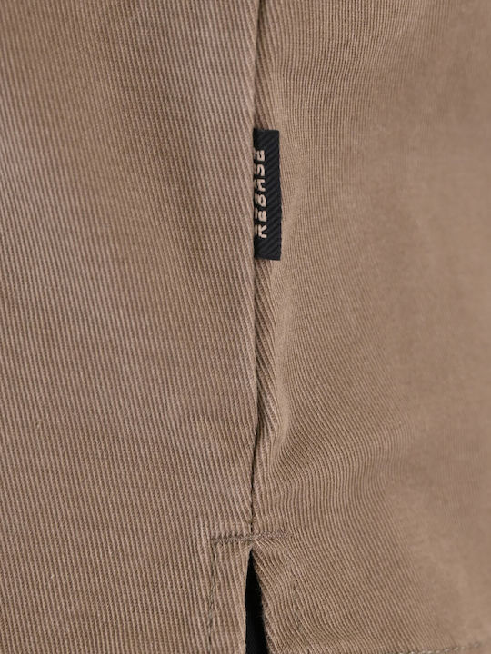 Overshirt Taupe cu Mânecă Lungă