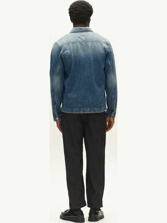 Μακρυμάνικo Τζιν Overshirt σε Κανονική Γραμμή Dark Blue Denim
