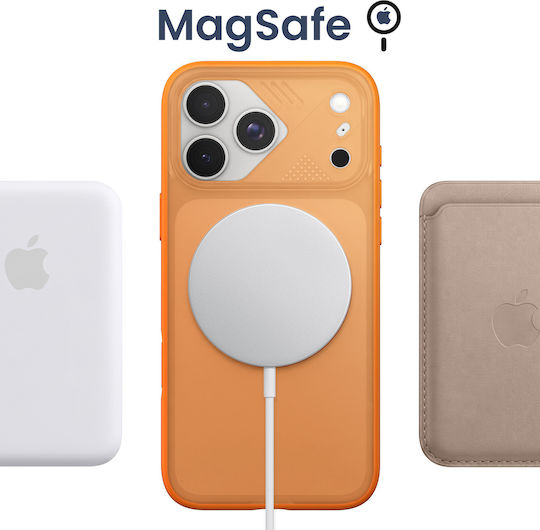 Pango Magsafe Case pentru iPhone 18 Pro, Spate Translucid cu Inel Rotativ, Portocaliu
